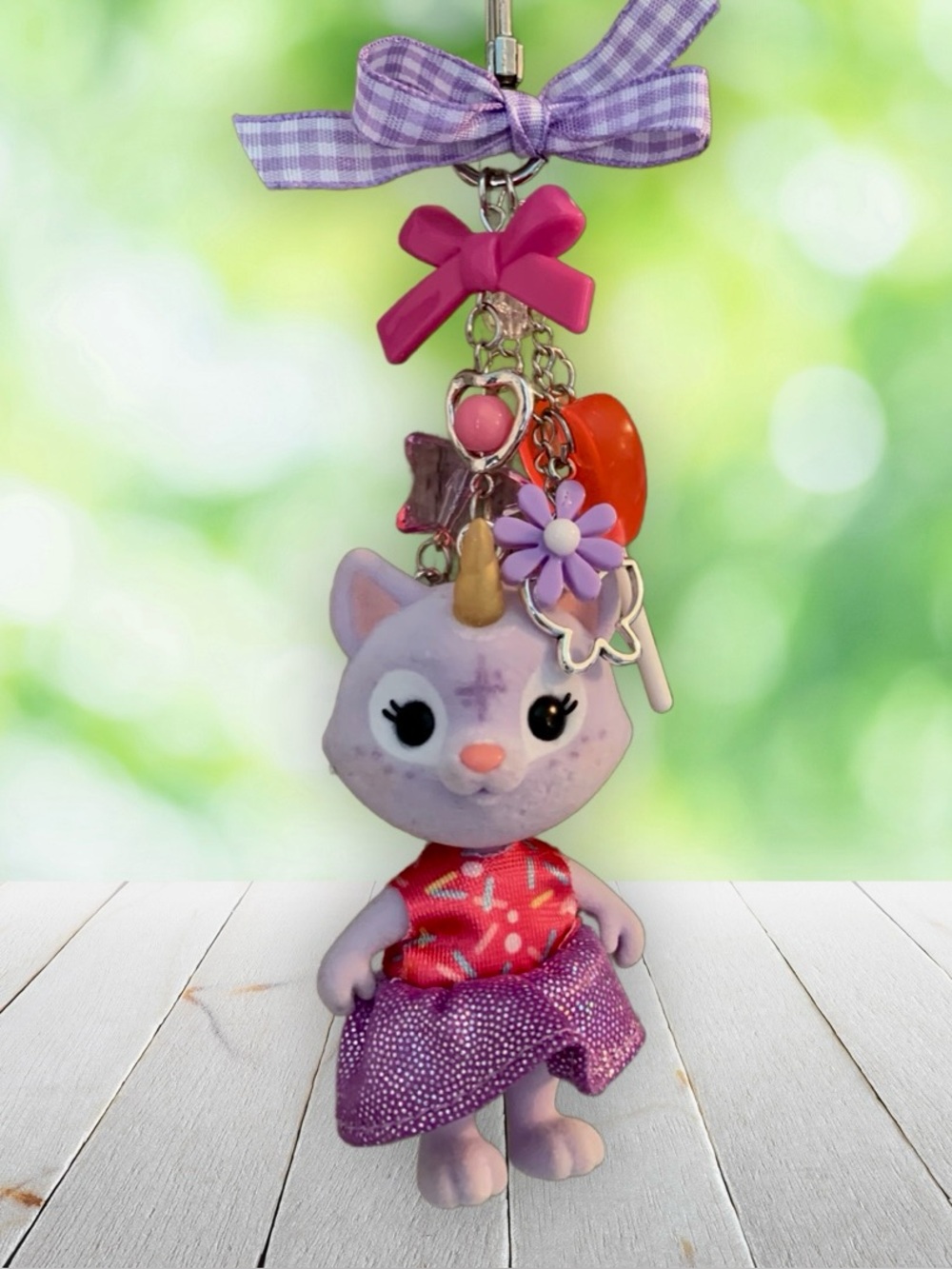 Honeybee Acres Cat Unicorn keychain bag charm
